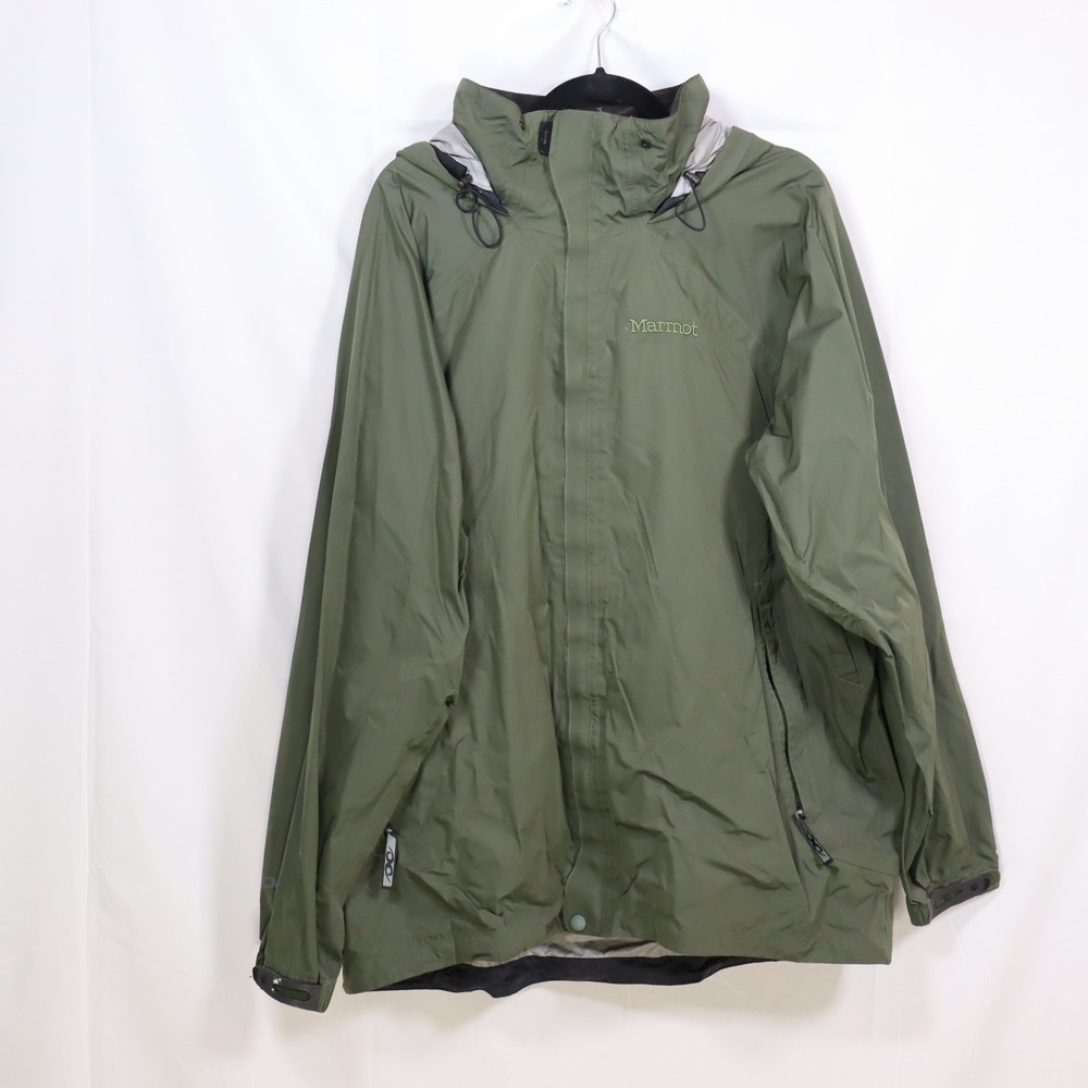 Marmot PreCip Rain Jacket XL Green Waterproof Hooded Gorpcore Hiking Mens